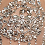 Silver and Nude Illusion Mesh Evening Gown - Geometric Sequin Long-Sleeve formal Dress