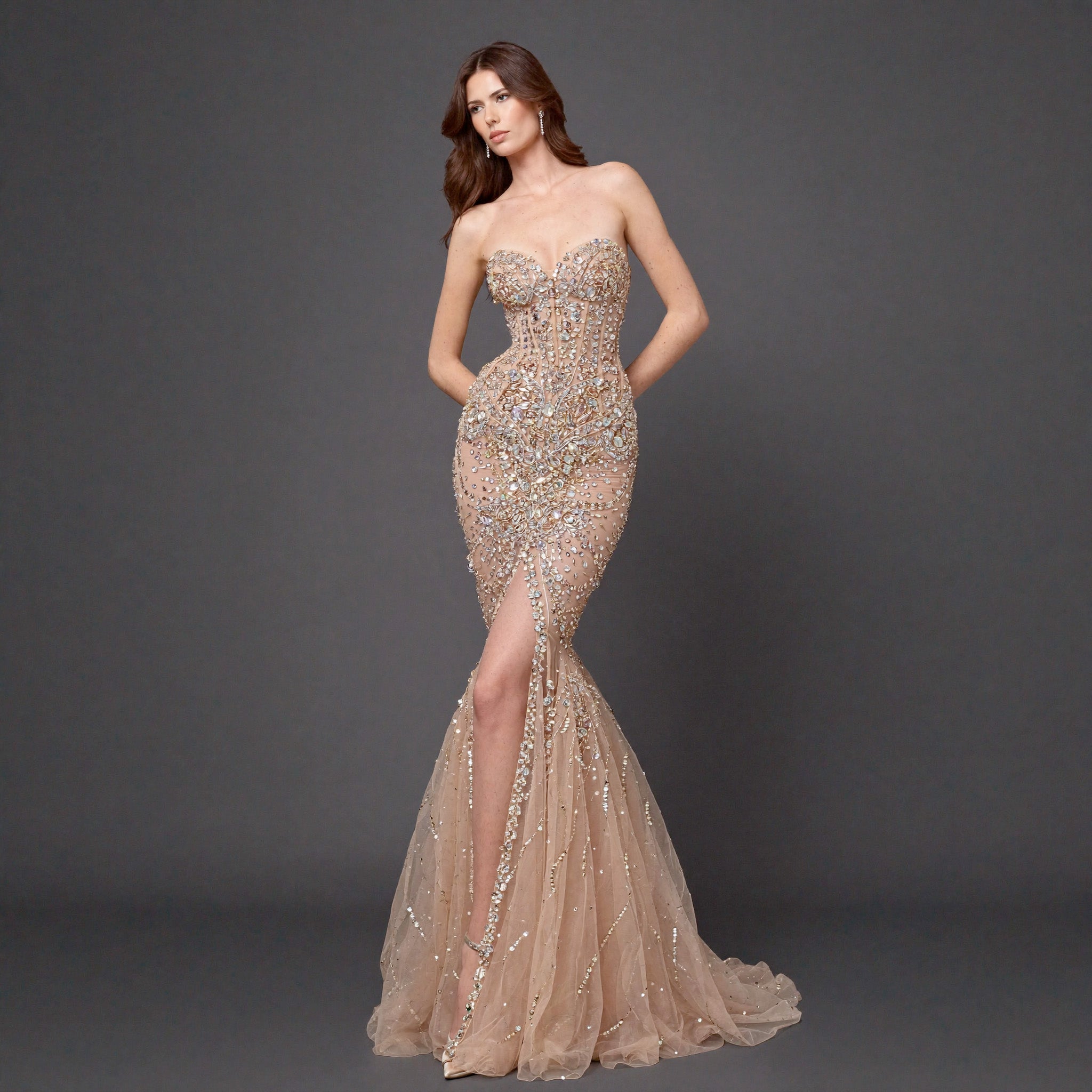 Mauve Matte Structured Evening Gown S