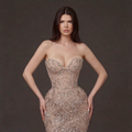 Nude Illusion Crystal Embellished Mermaid Gown - Strapless Sweetheart Neckline with Plunging V-Bust