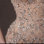 Nude Illusion Crystal Embellished Mermaid Gown - Strapless Sweetheart Neckline with Plunging V-Bust