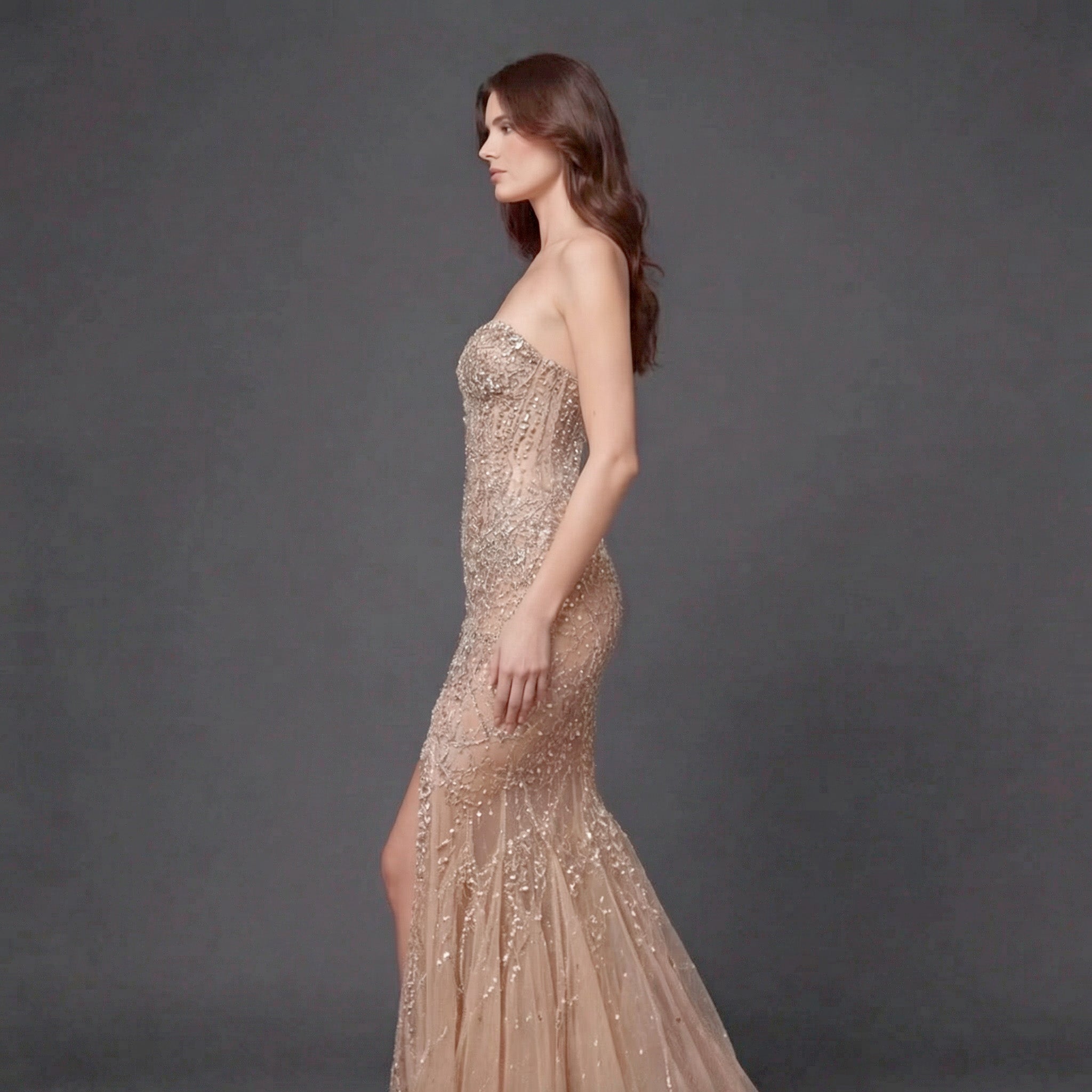 Mauve Matte Structured Evening Gown - Architectural Off-Shoulder Bodice and Voluminous Sculptural Skirt