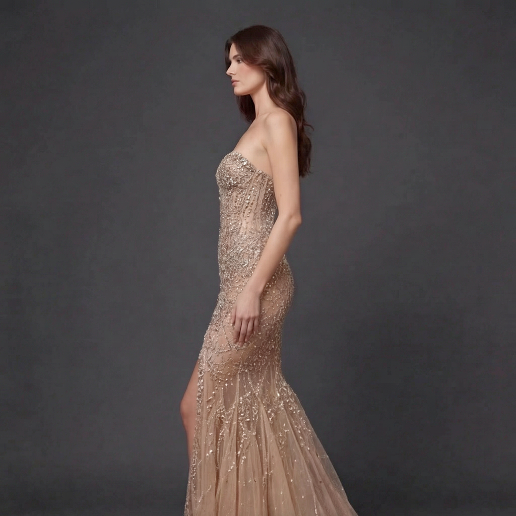 Mauve Matte Structured Evening Gown - Architectural Off-Shoulder Bodice and Voluminous Sculptural Skirt