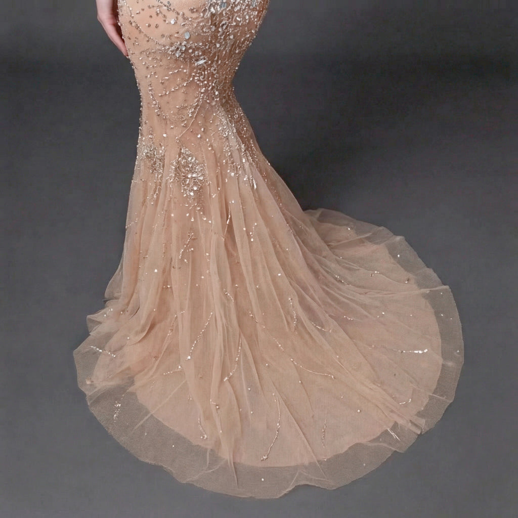 Mauve Matte Structured Evening Gown - Architectural Off-Shoulder Bodice and Voluminous Sculptural Skirt