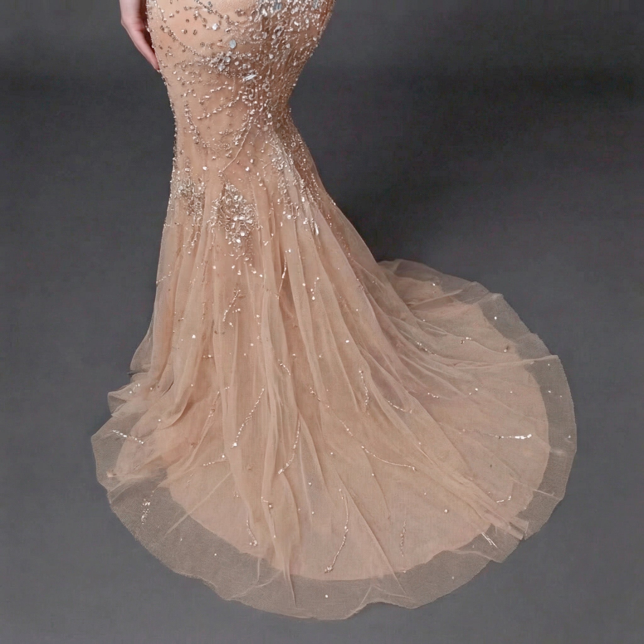 Mauve Matte Structured Evening Gown - Architectural Off-Shoulder Bodice and Voluminous Sculptural Skirt