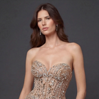 Mauve Matte Structured Evening Gown - Architectural Off-Shoulder Bodice and Voluminous Sculptural Skirt