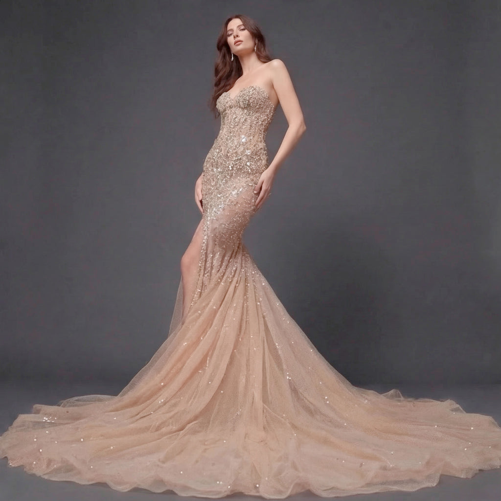 Mauve Matte Structured Evening Gown - Architectural Off-Shoulder Bodice and Voluminous Sculptural Skirt