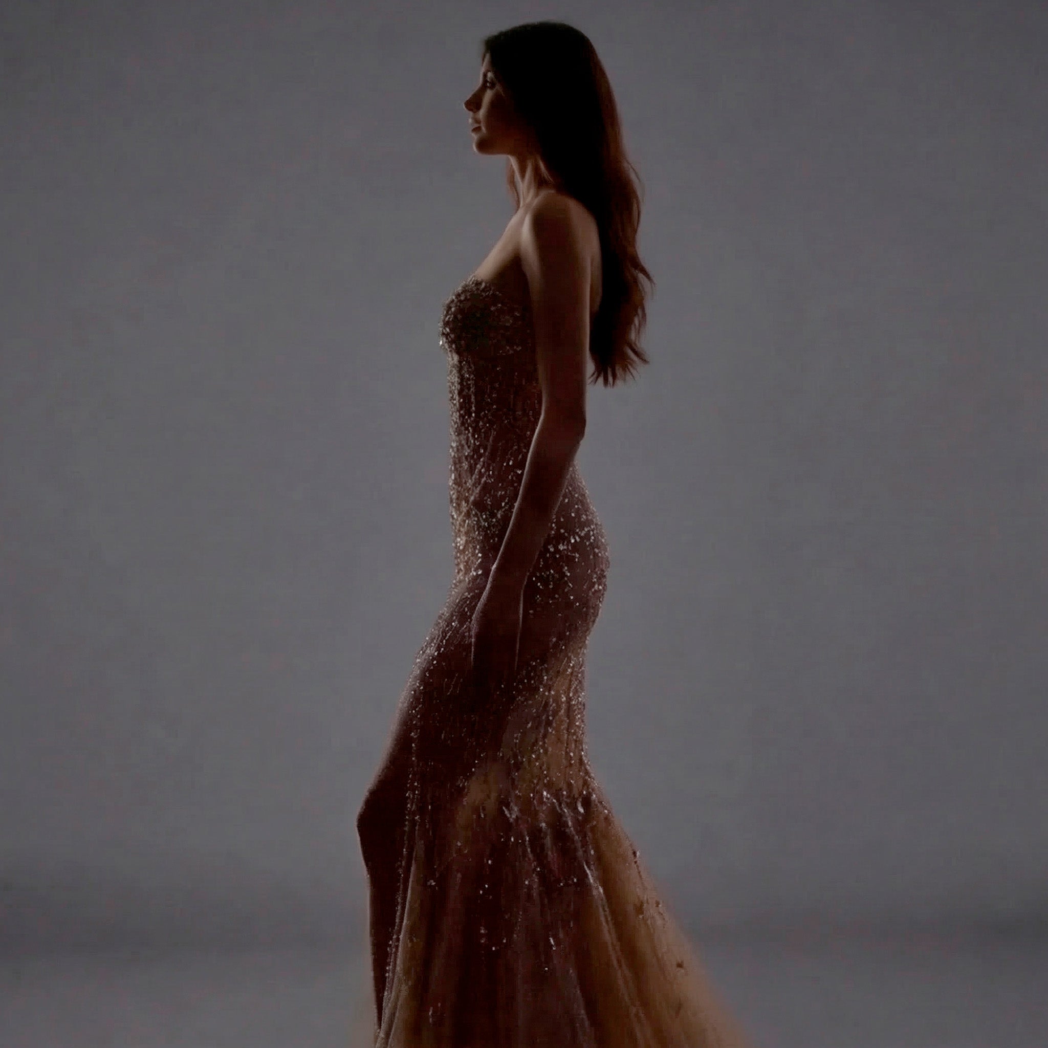 Mauve Matte Structured Evening Gown - Architectural Off-Shoulder Bodice and Voluminous Sculptural Skirt