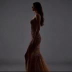 Mauve Matte Structured Evening Gown - Architectural Off-Shoulder Bodice and Voluminous Sculptural Skirt