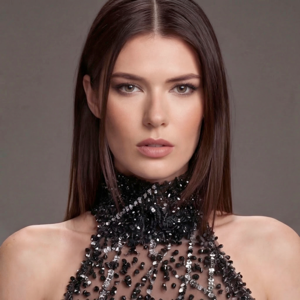 Black Halter Neck Mermaid Gown with Sheer Illusion Bodice, Crystal Embellishments, High Slit and Sparkling Tulle Train