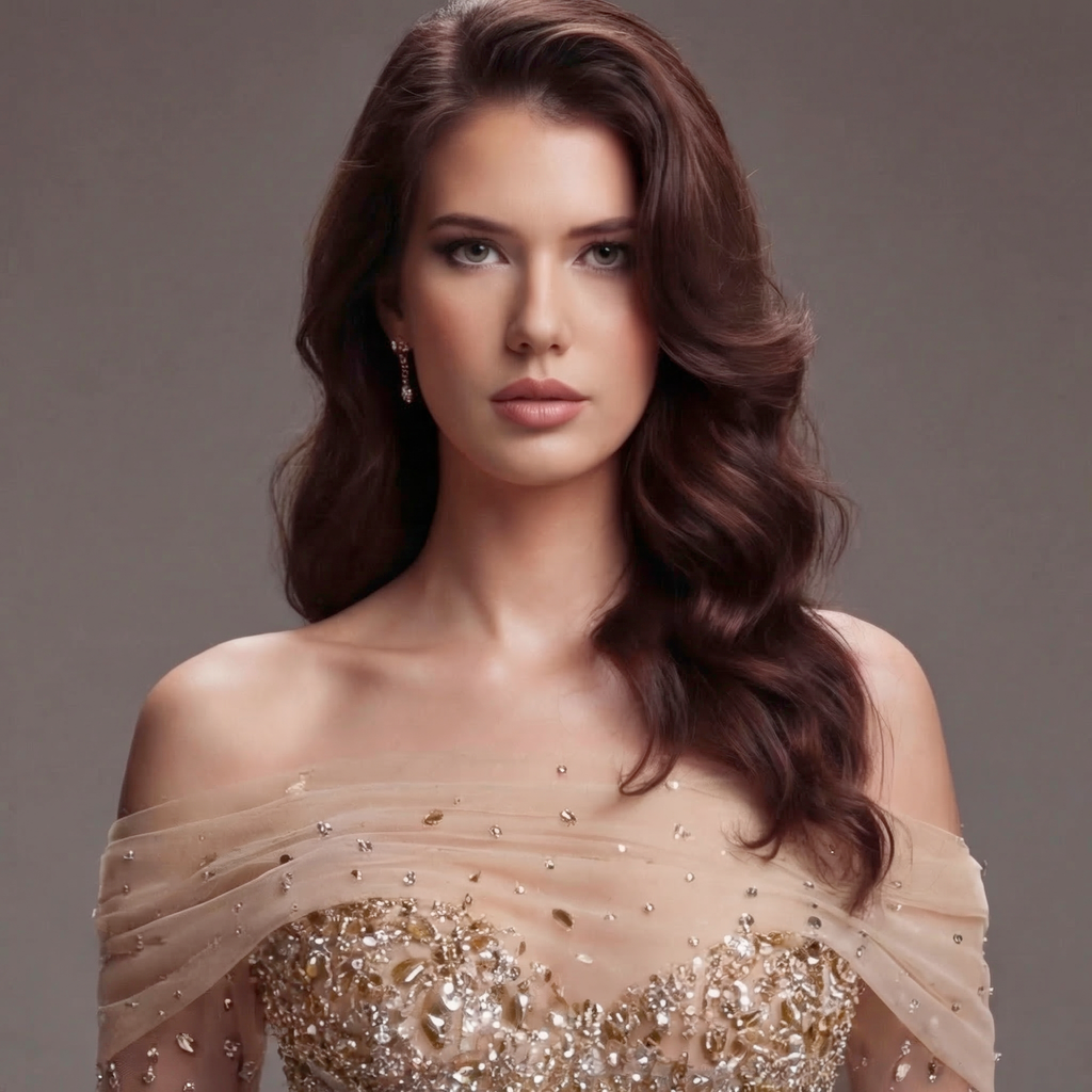 Nude Gold Off-Shoulder Mermaid Gown with Illusion Long Sleeves, Sheer Corset Bodice, Crystal Embellishments and High Slit Train