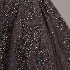 Black Crystal Embellished High Neck Ball Gown with Sheer Corset, Full Skirt, High Slit and Dramatic Train