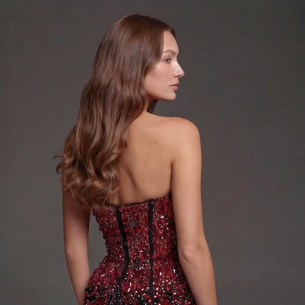Red Crystal Embellished Corset Minidress - Luxury Sequin Strapless Cocktail Dress