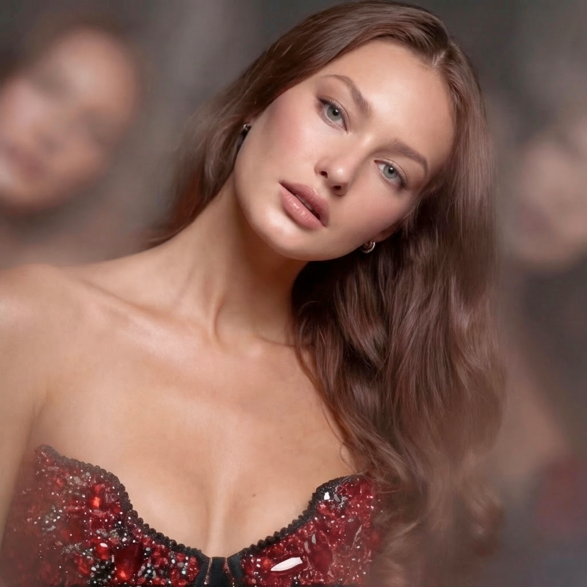Red Crystal Embellished Corset Minidress - Luxury Sequin Strapless Cocktail Dress