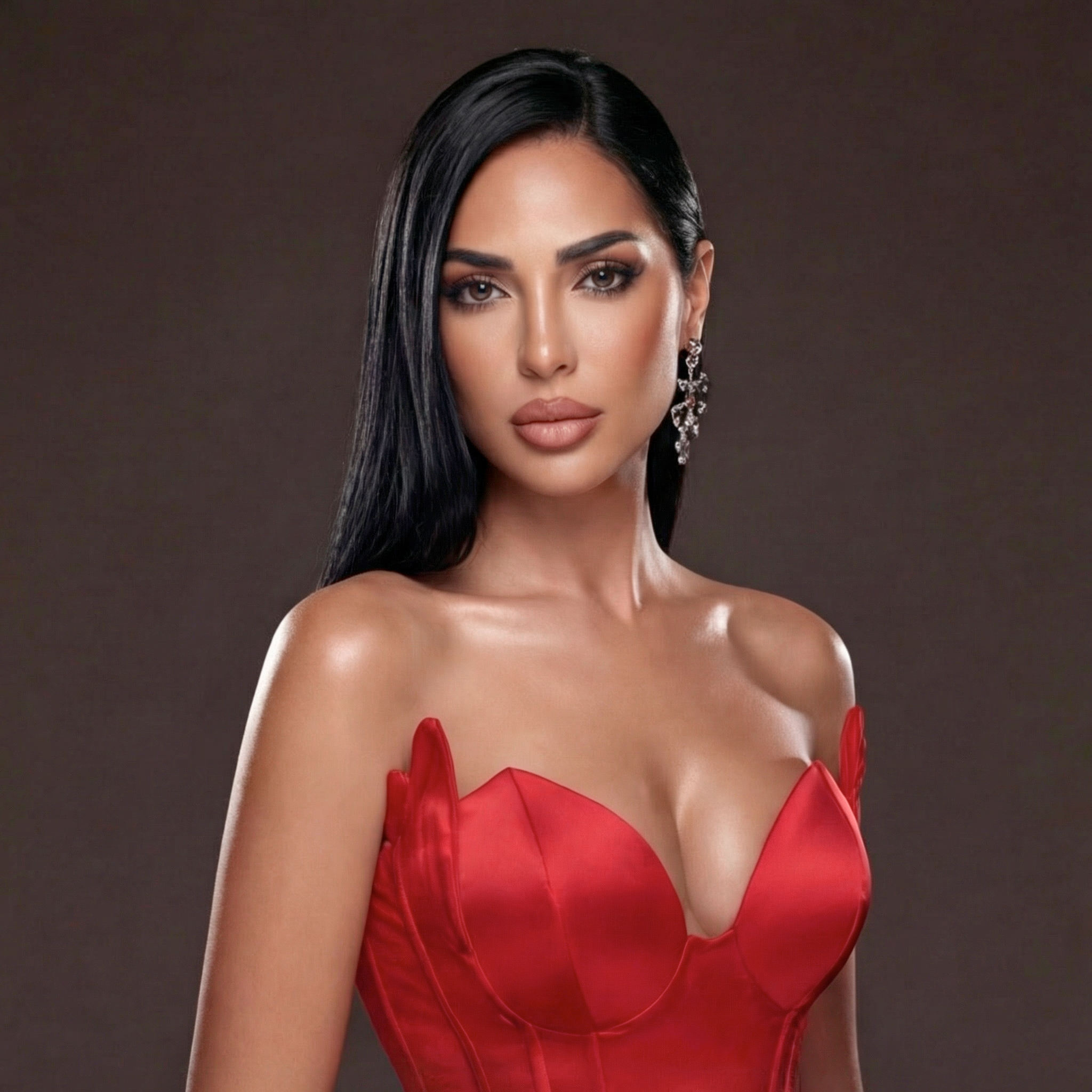 Red Satin Corset Mermaid Gown – Strapless Sweetheart Evening Dress with High Slit & Draped Skirt